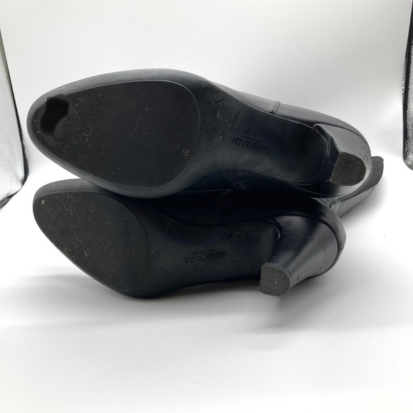 Aquatalia Black Leather Long Tall Heeled Boots - Picture 9 of 16